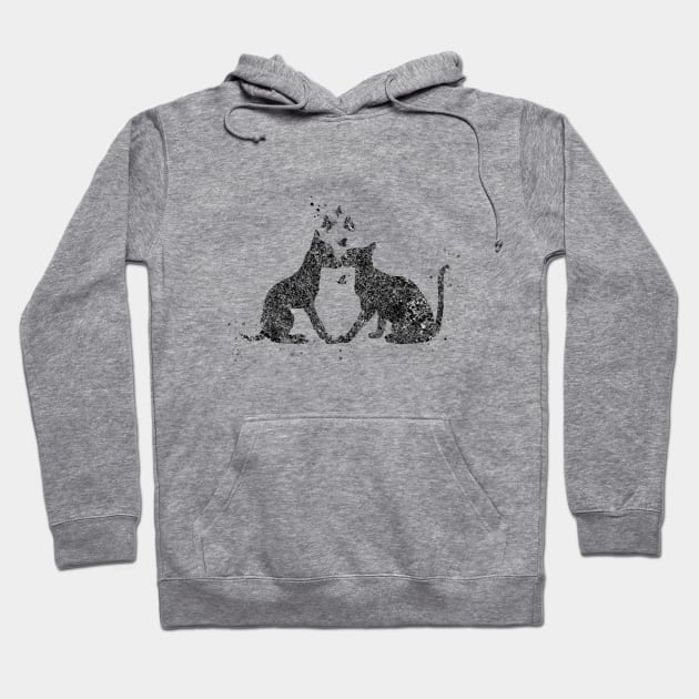 Cat and dog kissing Hoodie by RosaliArt